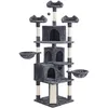 A tall, multi-level cat tree with scratching posts, perches, and enclosed cubbies, presented against a plain white background. Podgląd zdjęcia produktu