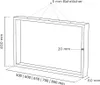 A diagram showing the dimensions and features of a rectangular frame, likely for a table base or similar furniture component. Produktbild-Vorschau