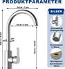 Diagram showing the dimensions and features of a kitchen faucet. Produktbild-Vorschau