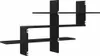 A black wooden wall shelf with a modern, asymmetrical design, shown against a white background. Podgląd zdjęcia produktu