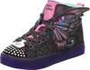 A single black high-top sneaker with glitter, butterfly wings, and rhinestones on the toe. Podgląd zdjęcia produktu
