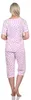Damen Pyjama 3/4 Hose & Shirt mit Blumenmuster; Rosa/L/40 Produktbild-Vorschau 3