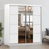 Schwebetürenschrank Kleiderschrank Schrank 203cm Weiß/Weiß Produktbild-Vorschau 1