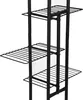 A close-up view of a black metal plant stand with multiple shelves. Produktbild-Vorschau