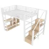 Hochbett mit RGB LED-Streifen, Lattenrost, Regal, Treppe Produktbild-Vorschau 5