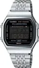 A close-up studio shot of a silver Casio digital watch with a black face and metal band, presented against a white background. Produktbild-Vorschau