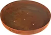 A rusty, round metal fire bowl with four small holes in the center, placed on a white background. Produktbild-Vorschau