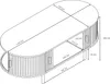 A technical drawing of an oval coffee table with dimensions indicated. Anteprima dell’immagine prodotto