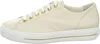 A side view of a cream-colored leather sneaker with white laces and gold eyelets, set against a white background. Produktbild-Vorschau