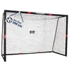 A black soccer goal with a net, shown from the front. Produktbild-Vorschau