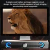 A computer speaker bar is shown in front of a monitor displaying a lion. Produktbild-Vorschau