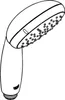A black and white line drawing of a hand shower head. Produktbild-Vorschau