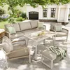 Set divani da giardino Merax con vetro effetto legno e 2 Anteprima dell’immagine prodotto 4