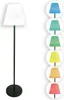A floor lamp with a white shade is shown next to a series of smaller images displaying the lamp shade in different colors. Produktbild-Vorschau