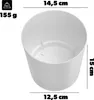 A white pot with dimensions indicated. Produktbild-Vorschau