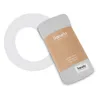 A rolled-up grey swaddle blanket with a brown paper band around it, placed on a white and light gray background with a large grey circle behind it. Náhľad obrázku produktu