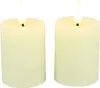 Bougie Lyon avec LED - 5 x 9 cm - Crème - 2 pièces Voir les images du produit 1