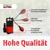 A red and black submersible pump with float switches, set against a blurred background of water plants. Produktbild-Vorschau