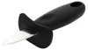 A close-up shot of an oyster knife with a black handle and a silver blade, set against a white background. Produktbild-Vorschau