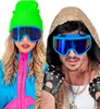 Retro Ski Brille in Neon Farben - 80er Jahre Brille Blau Produktbild-Vorschau 2