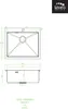 Technical drawing of a sink with dimensions and branding. Podgląd zdjęcia produktu