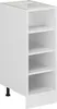 A white kitchen cabinet with open shelves and a black adjustable leg. Produktbild-Vorschau