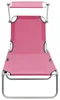 vidaXL Opvouwbare ligstoel met zonnescherm, roze, aluminium Productafbeelding-voorbeeld 2