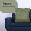 A green pillow on a blue chair, with text overlay. Produktbild-Vorschau