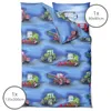 Kinderbettwäsche Biber 135x200cm Blau Traktor-Motiv 100% Produktbild-Vorschau 2