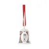 A white porcelain bell ornament with a red ribbon for hanging. Anteprima dell’immagine prodotto