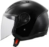 A black LS2 jet helmet with a clear visor, shown from the side. Voir les images du produit