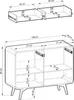 Diagrams showing the dimensions of a kommode and its drawers. Produktbild-Vorschau