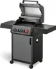 A black gas grill with the lid open, shown on a white background. Produktbild-Vorschau