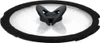 A close-up shot of a glass lid for cookware with a black rubber rim and a black handle. Podgląd zdjęcia produktu