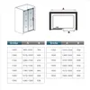 Diagrams and a size chart for a shower door. Produktbild-Vorschau