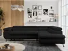 A modern living room with a black sectional sofa, a decorative light fixture, and framed pictures on the wall. Produktbild-Vorschau