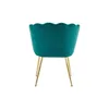 A teal velvet chair with gold legs, shown from the back. Anteprima dell’immagine prodotto