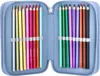 An open pencil case filled with colored pencils. Produktbild-Vorschau