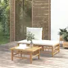 3-tlg. Garten-Lounge-Set mit Kissen Creme Bambus Produktbild-Vorschau 2