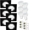 A set of black square recessed lights and white LED bulbs are arranged on a white background. Náhled obrázku produktu