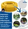 A collage of images showing a yellow drainage pipe and various applications like construction, gardening, and agriculture. Produktbild-Vorschau