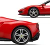 Two close-up views of a red Ferrari sports car, one showing the front wheel and fender, the other showing the rear wheel and body. Produktbild-Vorschau