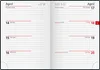 An open diary or planner showing the month of April with dates and days of the week listed. Voir les images du produit