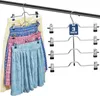 A multi-tier hanger with skirts attached to it, displayed on a hanging rod. Produktbild-Vorschau