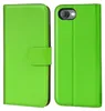A bright green book-style phone case is shown from two angles. Produktbild-Vorschau
