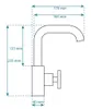 A technical drawing of a faucet with dimensions indicated. Produktbild-Vorschau