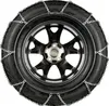 A tire with snow chains installed, shown from the front. Produktbild-Vorschau