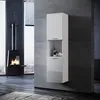 A modern bathroom with a fireplace and a tall white cabinet. Produktbild-Vorschau