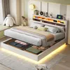 A modern bedroom with a bed featuring storage and LED lighting. Anteprima dell’immagine prodotto