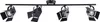 A black track light fixture with four adjustable spotlights is shown against a white background. Produktbild-Vorschau